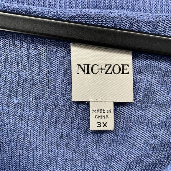 Nic + Zoe Sweater Womens 3X Blue Linen Blend Round Neck Pullover Lightweight - Picture 5 of 8